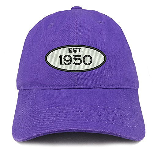 Trendy Apparel Shop Established 1950 Embroidered 71st Birthday Gift Soft Crown Cotton Cap