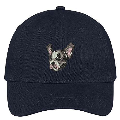 Trendy Apparel Shop French Bulldog Head Embroidered Low Profile Soft Cotton Brushed Cap