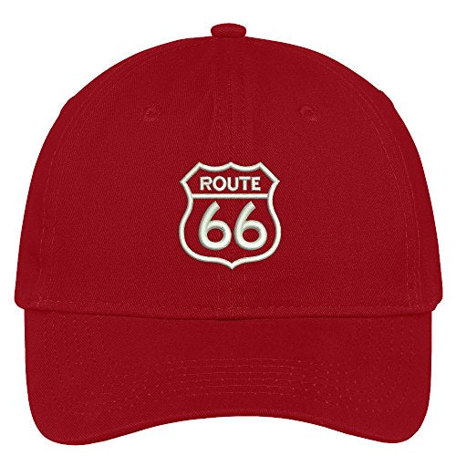 Trendy Apparel Shop Route 66 Embroidered Soft Crown 100% Brushed Cotton Cap