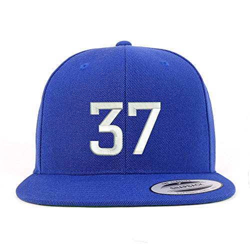 Trendy Apparel Shop Number 37 Embroidered Snapback Flatbill Baseball Cap