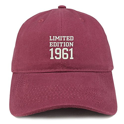 Trendy Apparel Shop Limited Edition 1961 Embroidered Birthday Gift Brushed Cotton Cap