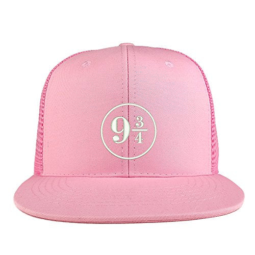 Trendy Apparel Shop Harry Platform Embroidered Cotton Flat Bill Mesh Back Trucker Cap