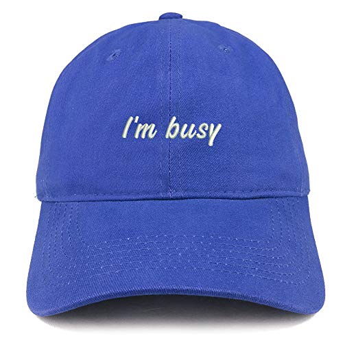 Trendy Apparel Shop I'm Busy Embroidered Soft Crown 100% Brushed Cotton Cap
