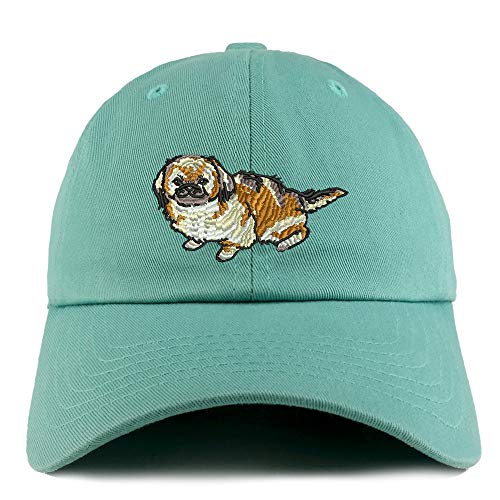 Trendy Apparel Shop Pekingese Dog Embroidered Low Profile Soft Cotton Dad Hat Cap