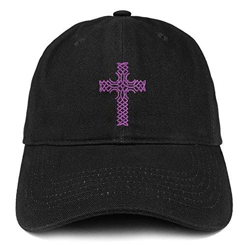 Trendy Apparel Shop Cross Purple Embroidered Brushed Cotton Dad Hat Ball Cap
