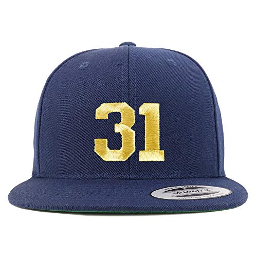 Trendy Apparel Shop Number 31 Gold Thread Flat Bill Snapback Baseball Cap