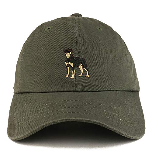 Trendy Apparel Shop Rottweiler Dog Embroidered Low Profile Soft Cotton Dad Hat Cap