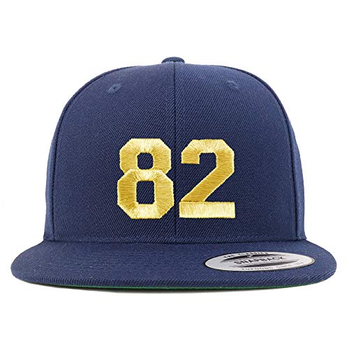 Trendy Apparel Shop Number 82 Gold Thread Flat Bill Snapback Baseball Cap