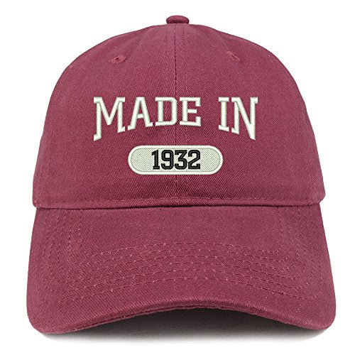 Trendy Apparel Shop Made in 1932 Embroidered 89th Birthday Brushed Cotton Cap