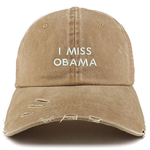 Trendy Apparel Shop I Miss Obama Washed Front Mesh Back Frayed Bill Cap