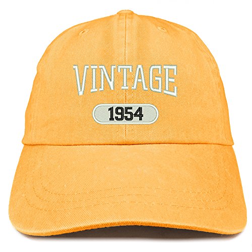 Trendy Apparel Shop Vintage 1954 Embroidered 67th Birthday Soft Crown Washed Cotton Cap