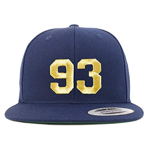 Trendy Apparel Shop Number 93 Gold Thread Flat Bill Snapback Baseball Cap