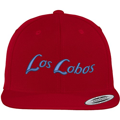 Trendy Apparel Shop Los Lobos Text Embroidered Flat Bill Snapback Baseball Cap