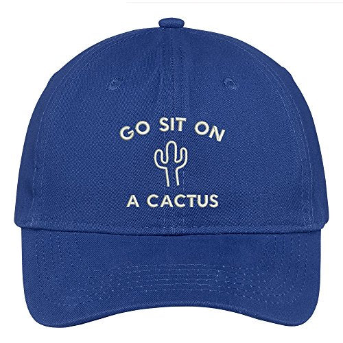 Trendy Apparel Shop Go Sit On A Cactus Embroidered 100% Quality Brushed Cotton Baseball Cap