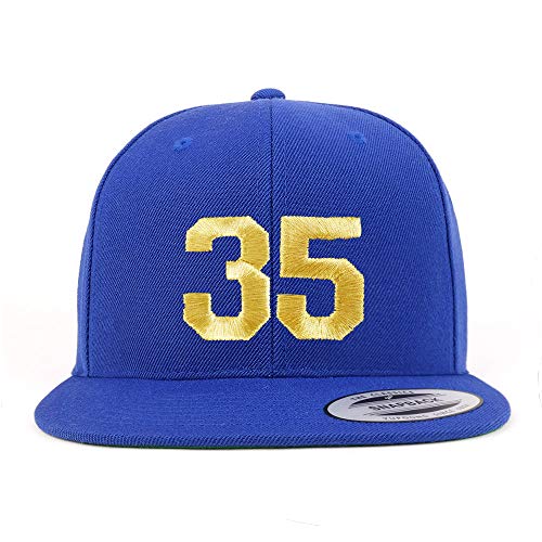 Trendy Apparel Shop Number 35 Gold Thread Flat Bill Snapback Baseball Cap