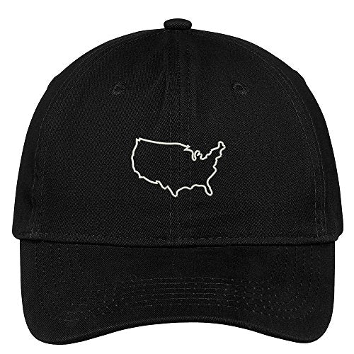 Trendy Apparel Shop United States Outline Map Embroidered Low Profile Soft Cotton Brushed Baseball Cap