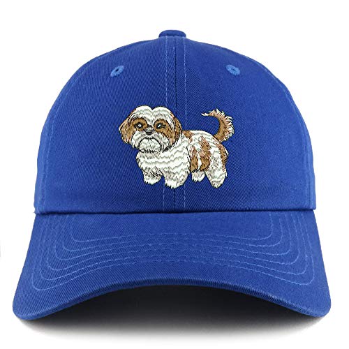 Trendy Apparel Shop Shih Tzu Dog Embroidered Low Profile Soft Cotton Dad Hat Cap