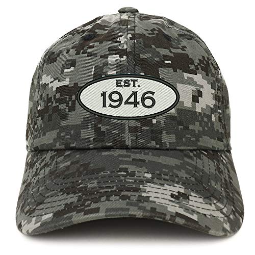 Trendy Apparel Shop 75th Birthday Established Year Soft Crown Brushed Cotton Cap