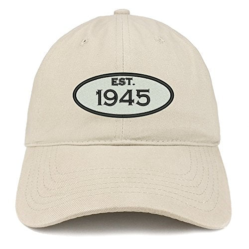 Trendy Apparel Shop Established 1945 Embroidered 76th Birthday Gift Soft Crown Cotton Cap