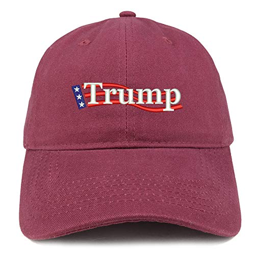 Trendy Apparel Shop Trump Wavy Flag Embroidered 100% Cotton Adjustable Cap Dad Hat