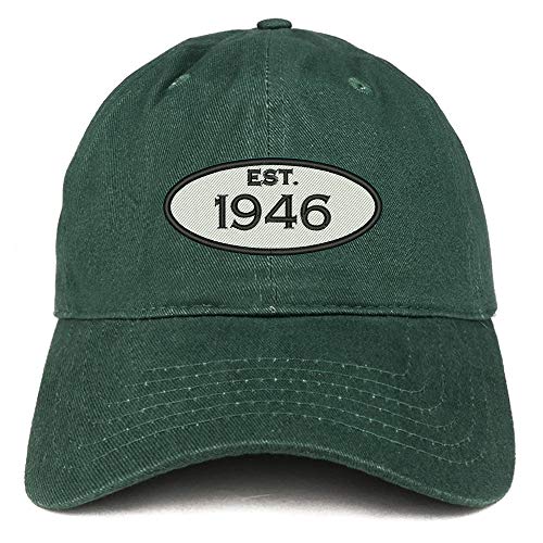 Trendy Apparel Shop 75th Birthday Established Year Soft Crown Brushed Cotton Cap