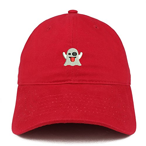 Trendy Apparel Shop Ghost Emoticon Embroidered 100% Soft Brushed Cotton Low Profile Cap