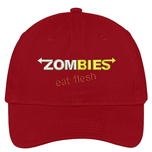 Trendy Apparel Shop Zombies Eat Flesh Embroidered 100% Quality Brushed Cotton Baseball Cap