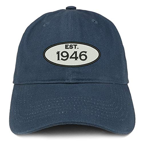 Trendy Apparel Shop 75th Birthday Established Year Soft Crown Brushed Cotton Cap