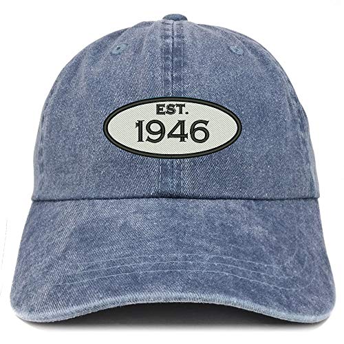 Trendy Apparel Shop 75th Birthday Established 1946 Washed Cotton Adjustable Cap