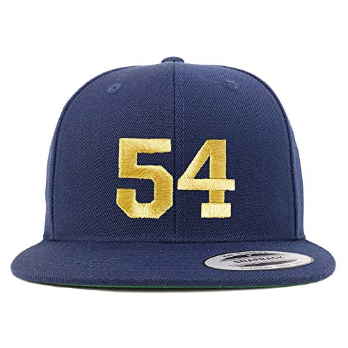 Trendy Apparel Shop Number 54 Gold Thread Flat Bill Snapback Baseball Cap