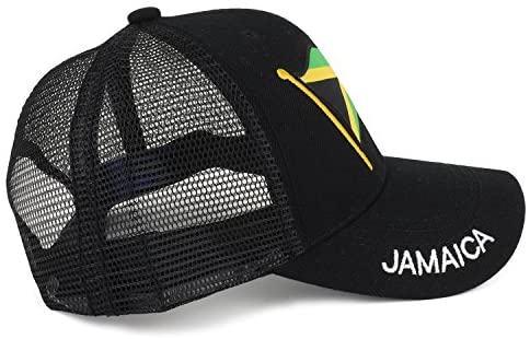 Trendy Apparel Shop Jamaican Wavy Flag Patch Embroidered Mesh Trucker Cap