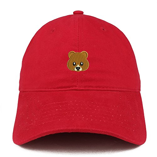 Trendy Apparel Shop Bear Emoticon Embroidered 100% Soft Brushed Cotton Low Profile Cap