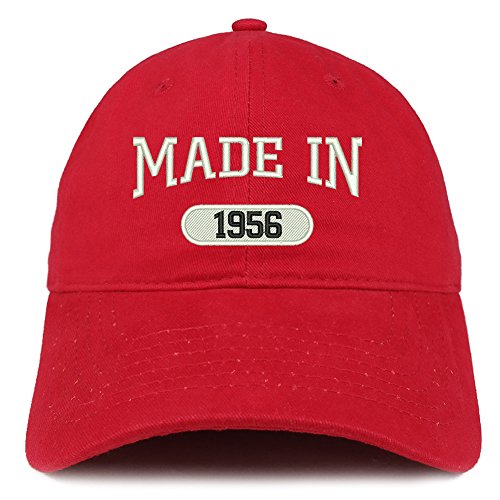 Trendy Apparel Shop Made in 1956 Embroidered 65th Birthday Brushed Cotton Cap