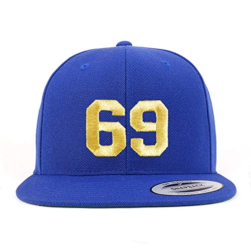 Trendy Apparel Shop Number 69 Gold Thread Flat Bill Snapback Baseball Cap