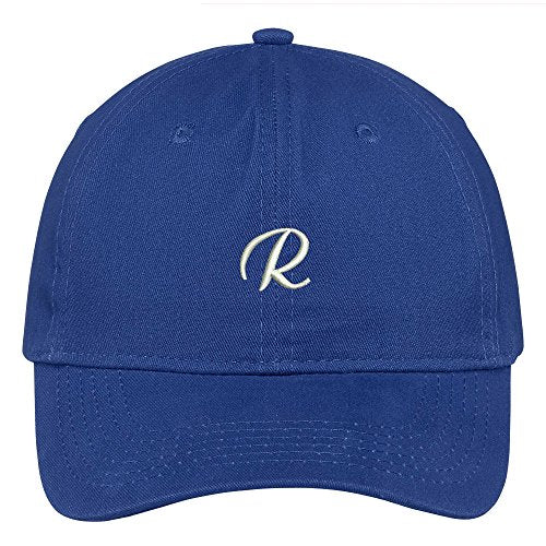 Trendy Apparel Shop Letter R Small Script Font Embroidered Adjustable Cotton Cap