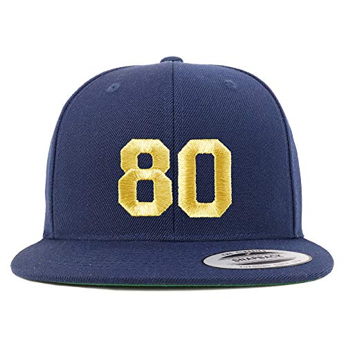 Trendy Apparel Shop Number 80 Gold Thread Flat Bill Snapback Baseball Cap