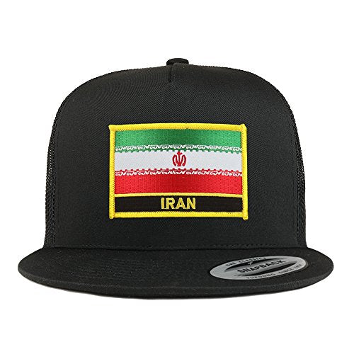 Trendy Apparel Shop Iran Flag 5 Panel Flatbill Trucker Mesh Snapback Cap