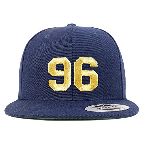 Trendy Apparel Shop Number 96 Gold Thread Flat Bill Snapback Baseball Cap