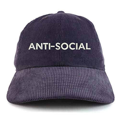 Trendy Apparel Shop Anti Social Cotton Corduroy Unstructured Baseball Cap