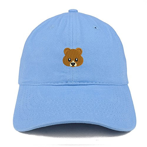 Trendy Apparel Shop Bear Emoticon Embroidered 100% Soft Brushed Cotton Low Profile Cap