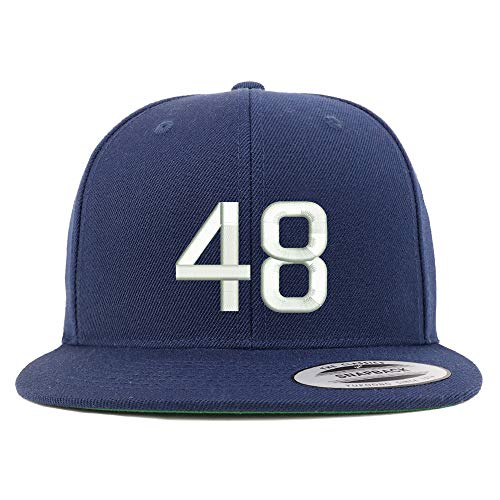 Trendy Apparel Shop Number 48 Embroidered Snapback Flatbill Baseball Cap