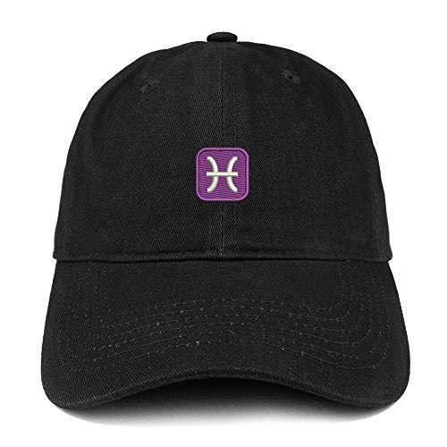 Trendy Apparel Shop Emoticon Pisces Embroidered 100% Soft Brushed Cotton Low Profile Cap