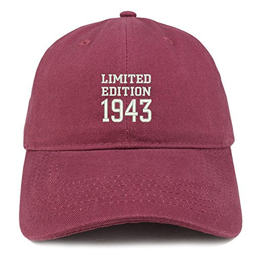 Trendy Apparel Shop Limited Edition 1943 Embroidered Birthday Gift Brushed Cotton Cap