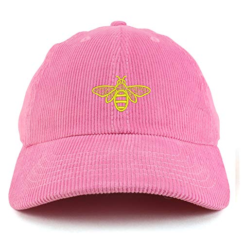 Trendy Apparel Shop Bee Embroidered Cotton Corduroy Unstructured Baseball Cap