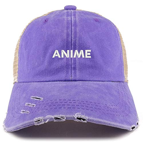 Trendy Apparel Shop Anime Washed Front Mesh Back Frayed Bill Cap