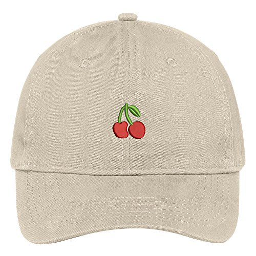 Trendy Apparel Shop Cherry Embroidered Low Profile Soft Cotton Brushed Baseball Cap