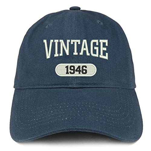 Trendy Apparel Shop 75th Birthday Vintage 1946 Soft Crown Brushed Cotton Cap