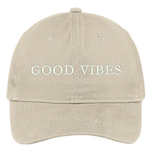 Trendy Apparel Shop Good Vibes Embroidered 100% Cotton Adjustable Cap Dad Hat