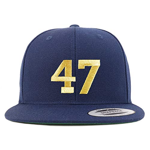 Trendy Apparel Shop Number 47 Gold Thread Flat Bill Snapback Baseball Cap