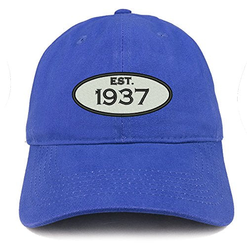 Trendy Apparel Shop Established 1937 Embroidered 84th Birthday Gift Soft Crown Cotton Cap